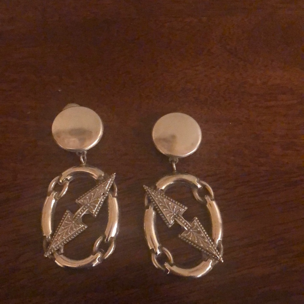Vintage silver clip on dangle earrings